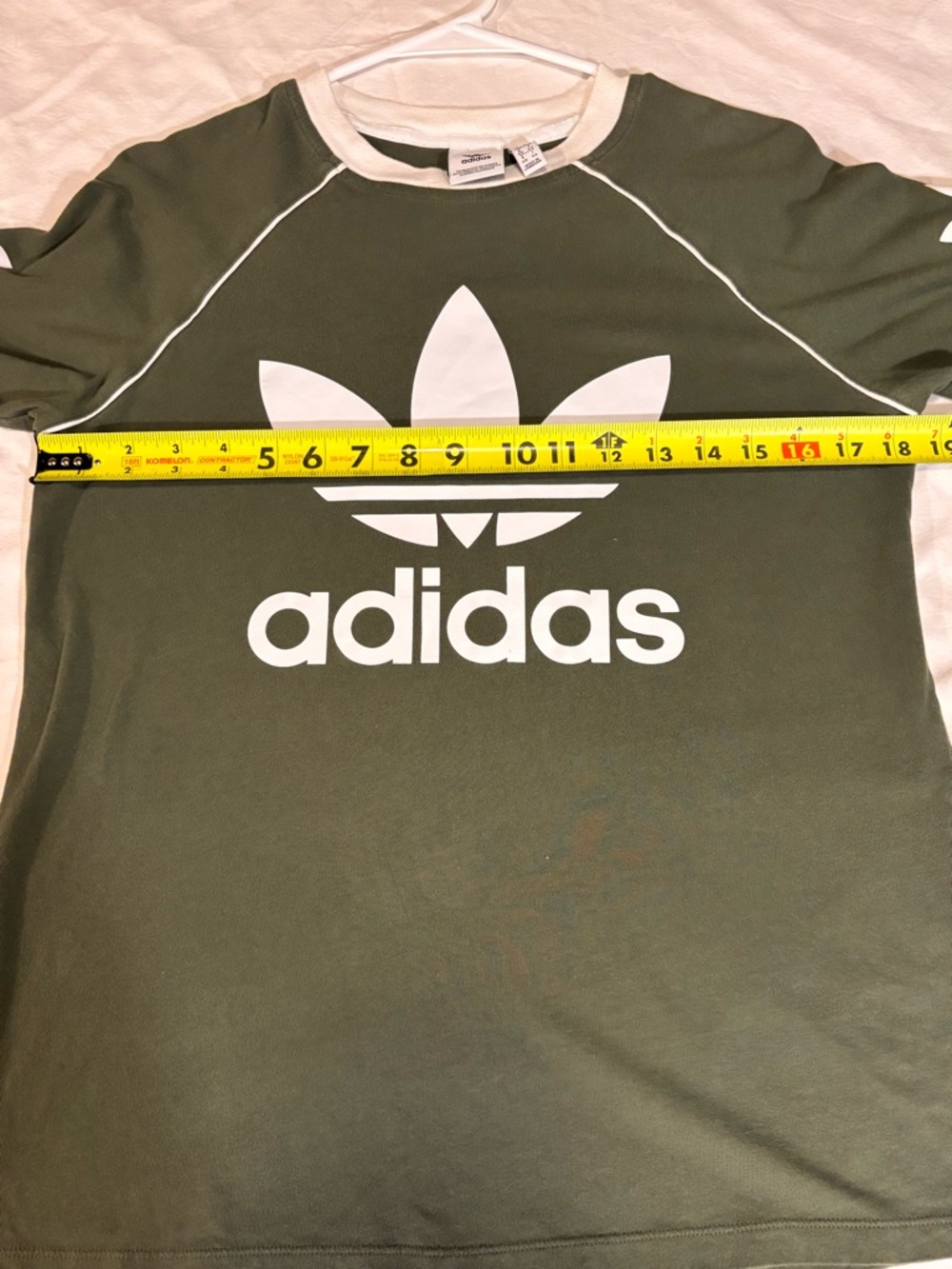 Adidas Originals Olive Green Trefoil Long Sleeve Ringer Tee Size M - Picture 7 of 8